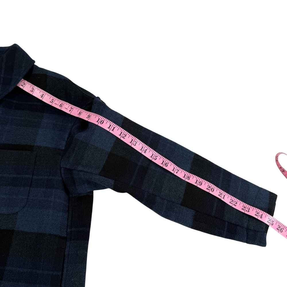 Uniqlo Women's Oversized Boxy Short Jacket Plaid Navy Blue Black Check Medium - Picture 8 of 13
